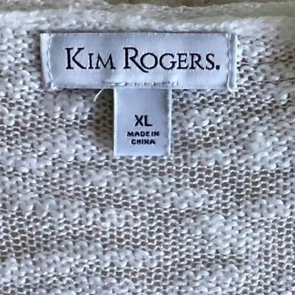 Kim Rogers Women's XL White Lace Trim Cardigan 3/4 Sleeve Sweater - Picture 2 of 6